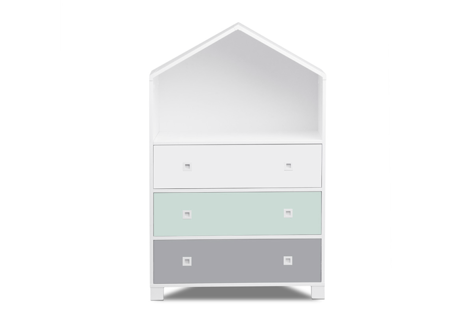 MIRUM Zestaw meble domki dla chłopca szare 6 elementów biały/ciemny miętowy/szary - zdjęcie 5