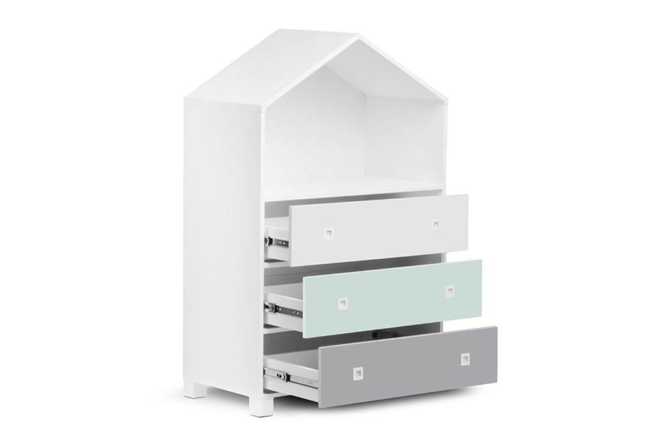 MIRUM Biała komoda dla dziecka domek zielony biały/ciemny miętowy/szary - zdjęcie 2