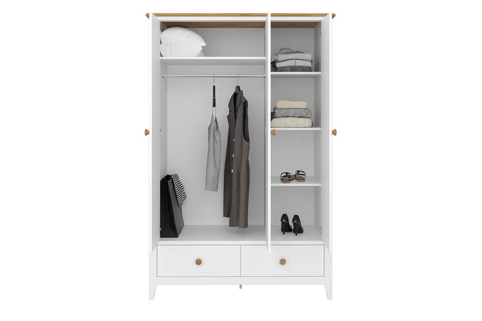 HESTON Szafa ubraniowa biały/dąb naturalny - zdjęcie 1