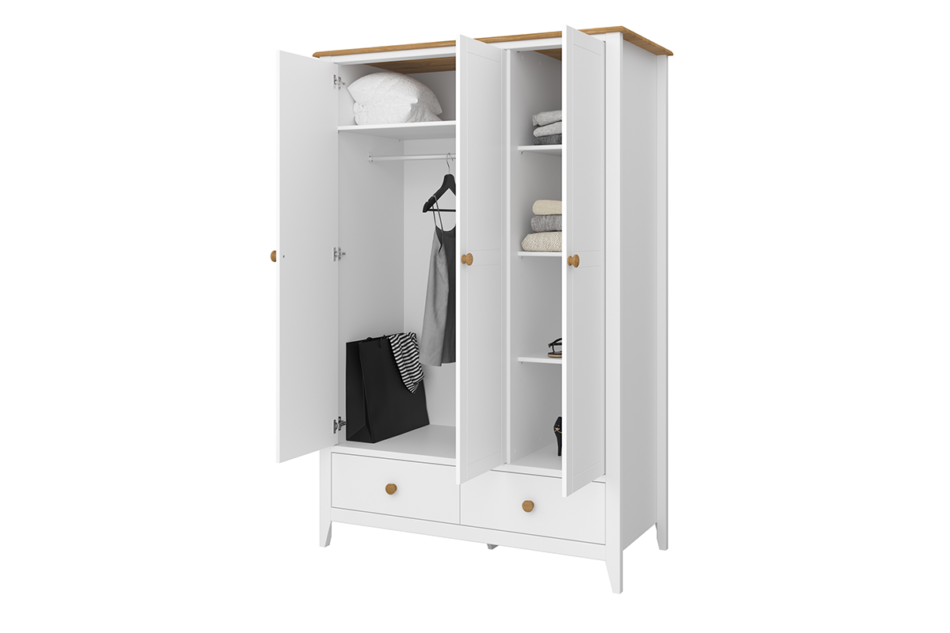 HESTON Szafa ubraniowa biały/dąb naturalny - zdjęcie 4