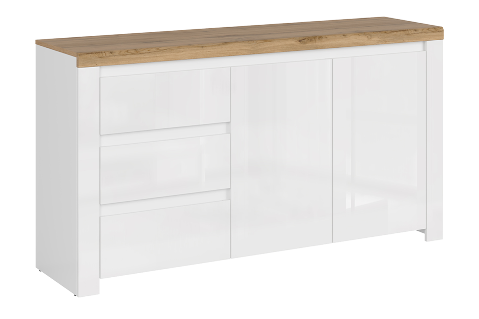 DAMINO Komoda biały połysk/dąb wotan - zdjęcie 0