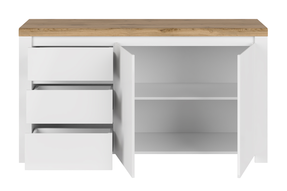 DAMINO Komoda biały połysk/dąb wotan - zdjęcie 1