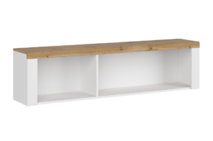 DAMINO, https://dev1-mda.konsimo.pl/kolekcja/damino/ Półka wisząca biały połysk/dąb wotan - zdjęcie