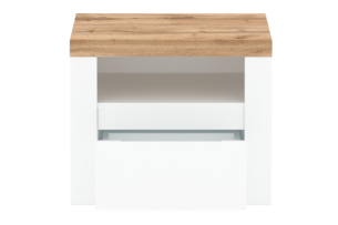 DAMINO, https://dev1-mda.konsimo.pl/kolekcja/damino/ Stolik nocny biały połysk/dąb wotan - zdjęcie