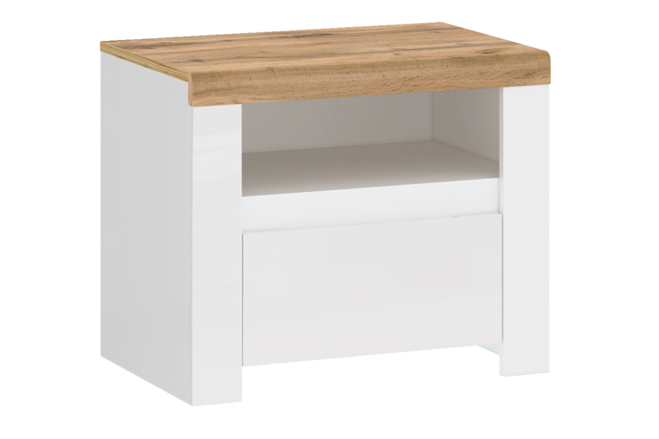 DAMINO Stolik nocny biały połysk/dąb wotan - zdjęcie 1