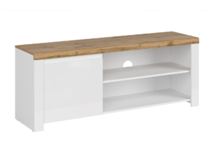 DAMINO, https://dev1-mda.konsimo.pl/kolekcja/damino/ Szafka RTV biały połysk/dąb wotan - zdjęcie