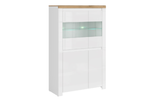 DAMINO, https://dev1-mda.konsimo.pl/kolekcja/damino/ Witryna biały połysk/dąb wotan - zdjęcie