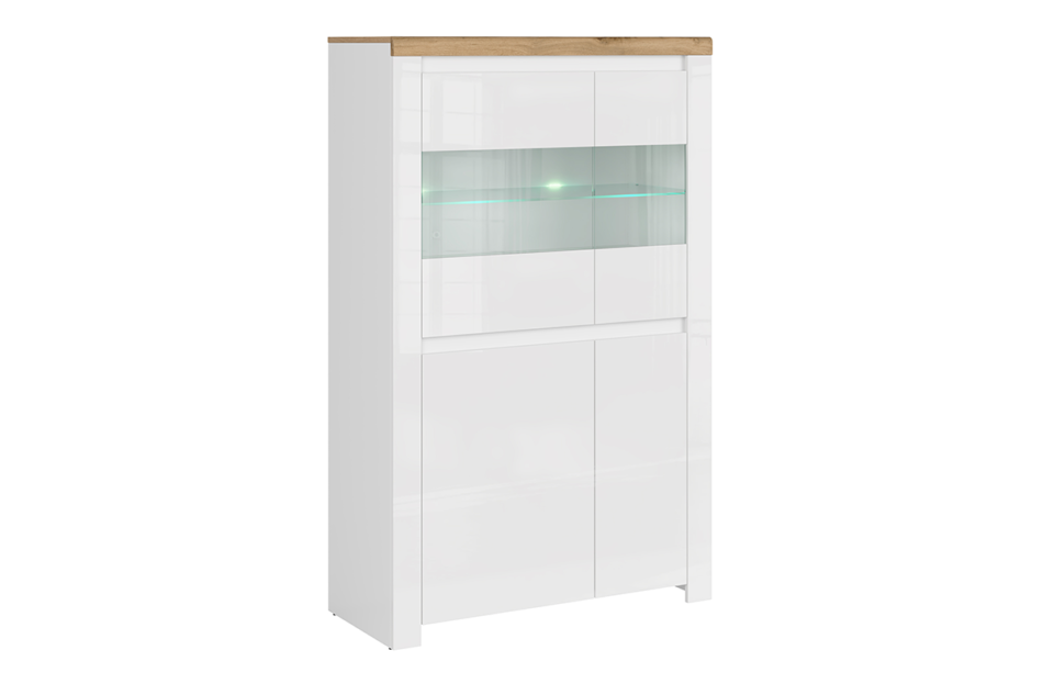 DAMINO Witryna biały połysk/dąb wotan - zdjęcie 0