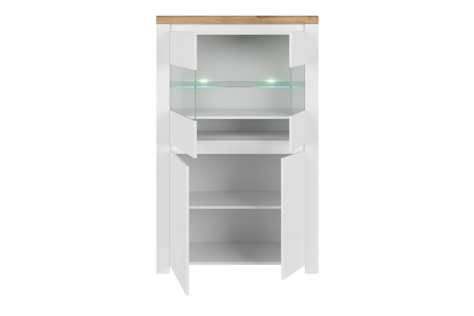 DAMINO Witryna biały połysk/dąb wotan - zdjęcie 1