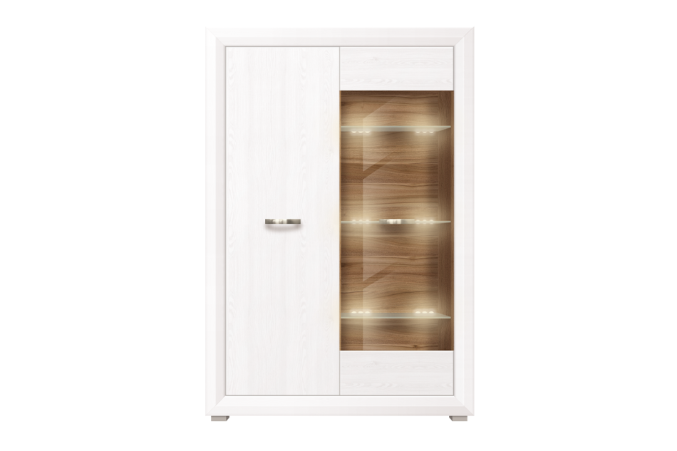 MILVO Witryna biały/orzech naturalny - zdjęcie 0