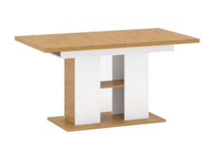 ANTHO, https://dev1-mda.konsimo.pl/kolekcja/antho/ Stół rozkładany biały/dąb naturalny - zdjęcie