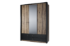 LANDU Nowoczesna szafa z lustrem dąb monastery/czarny - zdjęcie 1