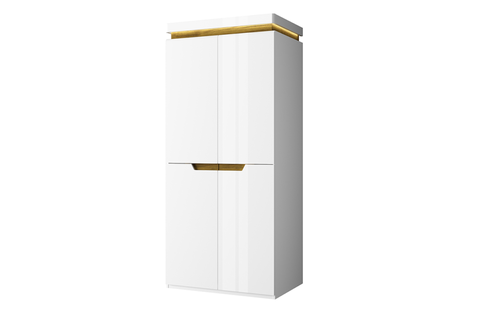 TECTO Szafa ubraniowa w stylu skandynawskim biały połysk/dąb nawarra - zdjęcie 0