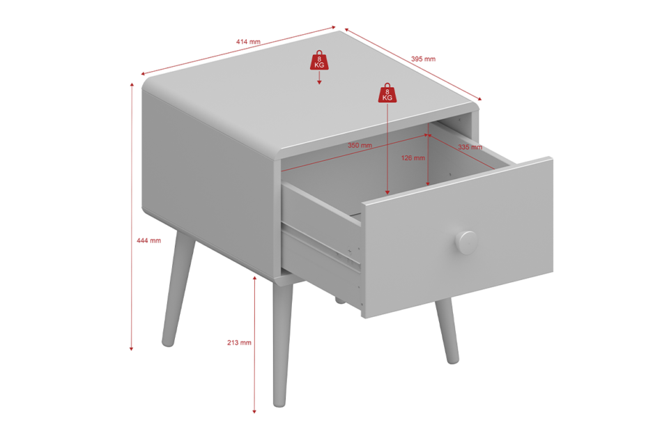 GAIA Stolik nocny biały/dąb - zdjęcie 3