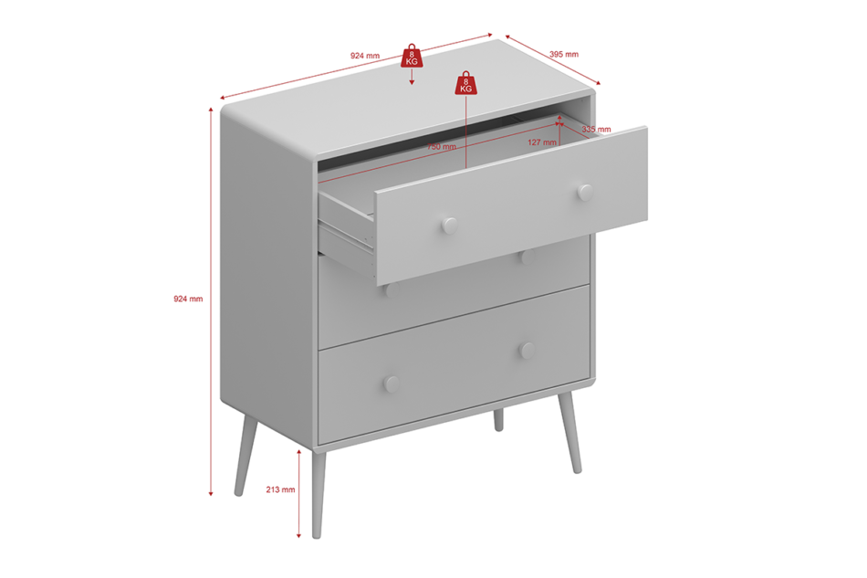 GAIA Komoda biały/dąb - zdjęcie 3