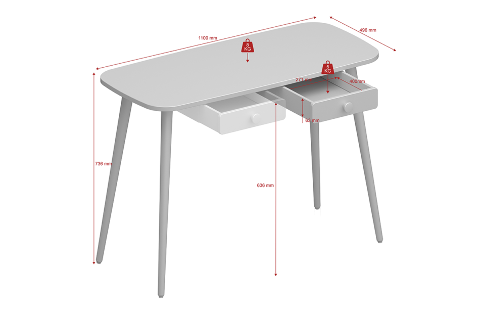 GAIA Biurko miętowy/dąb - zdjęcie 3