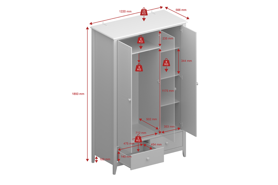 HESTON Szafa ubraniowa dąb naturalny - zdjęcie 5