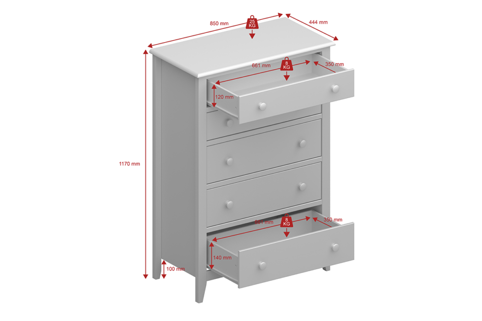 HESTON Komoda biały/dąb naturalny - zdjęcie 2