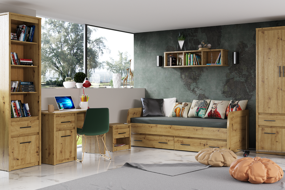 LEORI Regał dąb artisan - zdjęcie 1