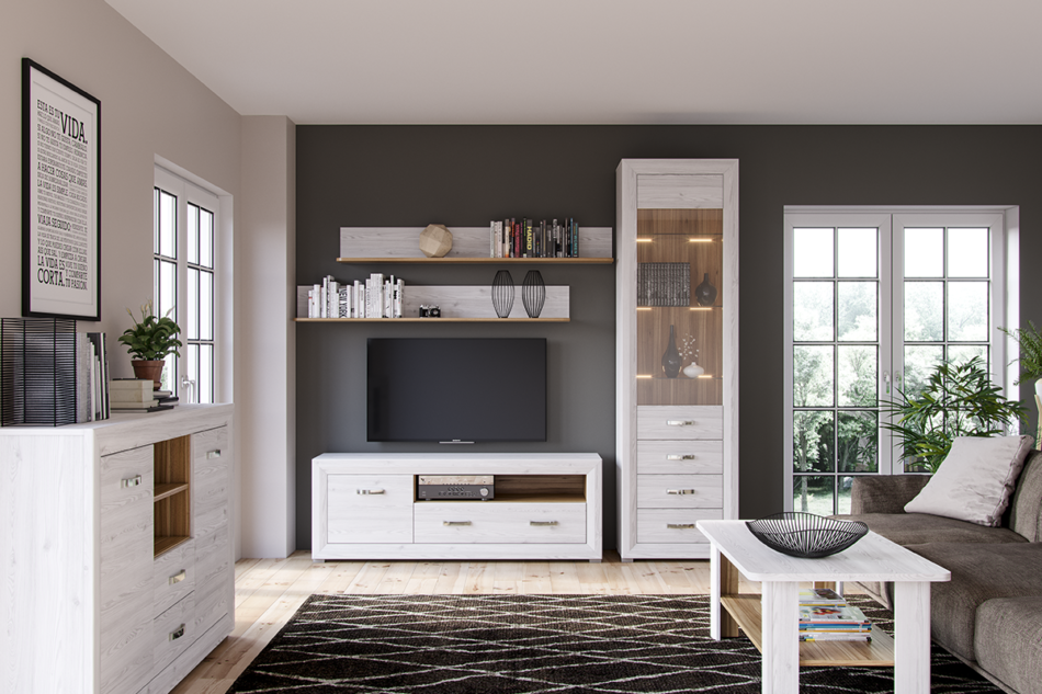 MILVO Półka wisząca biały/orzech naturalny - zdjęcie 1